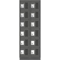 Clean-Line Perforated Lockerette, 6 -tier, Bank of 2, 12" x 72" x 12", Steel Equipex
