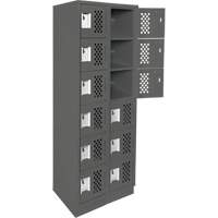 Clean-Line Perforated Lockerette, 6 -tier, Bank of 2, 12" x 72" x 12", Steel Equipex