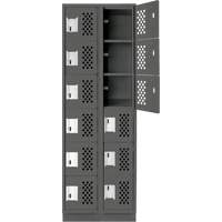 Clean-Line Perforated Lockerette, 6 -tier, Bank of 2, 12" x 72" x 12", Steel Equipex