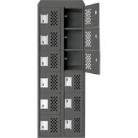 Clean-Line Perforated Lockerette, 6 -tier, Bank of 2, 12" x 72" x 12", Steel Equipex
