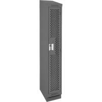 Clean Line Lockers, 12" x 12" x 82", Steel, Charcoal, Rivet (Assembled), Perforated Equipex