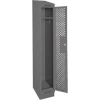 Clean Line Lockers, 12" x 12" x 82", Steel, Charcoal, Rivet (Assembled), Perforated Equipex