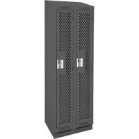 Clean Line Lockers, Bank of 2, 24" x 12" x 82", Steel, Charcoal, Rivet (Assembled), Perforated Equipex
