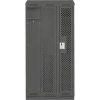 Clean Line Lockers, Bank of 3, 36" x 12" x 82", Steel, Charcoal, Rivet (Assembled), Perforated Equipex