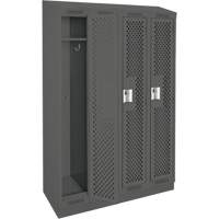 Clean Line Lockers, Bank of 4, 48" x 12" x 82", Steel, Charcoal, Rivet (Assembled), Perforated Equipex