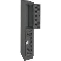 Casiers Clean Line, 2 niveaux, 12" x 18" x 82", Acier, Charbon, Rivet (assembl&eacute;), Perfor&eacute; Equipex