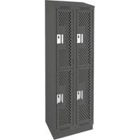 Casiers Clean Line, 2 niveaux, Bloc de 2, 24" x 18" x 82", Acier, Charbon, Rivet (assembl&eacute;), Perfor&eacute; Equipex