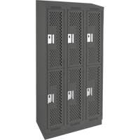 Casiers Clean Line, 2 niveaux, Bloc de 3, 36" x 18" x 82", Acier, Charbon, Rivet (assembl&eacute;), Perfor&eacute; Equipex