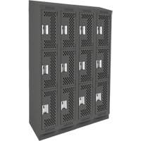 Casiers Clean Line, 3 niveaux, Bloc de 4, 48" x 15" x 82", Acier, Charbon, Rivet (assembl&eacute;), Perfor&eacute; Equipex