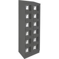 Assembled Lockerettes Clean Line Perforated Economy Lockers, 6 -tier, Bank of 2, 18" x 72" x 12", Steel Equipex