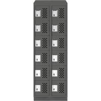 Assembled Lockerettes Clean Line Perforated Economy Lockers, 6 -tier, Bank of 2, 18" x 72" x 12", Steel Equipex