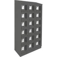 Assembled Lockerettes Clean Line Perforated Economy Lockers, 6 -tier, Bank of 3, 18" x 72" x 12", Steel Equipex