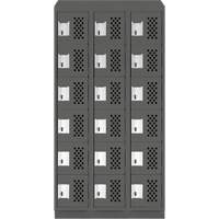 Assembled Lockerettes Clean Line Perforated Economy Lockers, 6 -tier, Bank of 3, 18" x 72" x 12", Steel Equipex