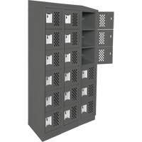 Assembled Lockerettes Clean Line Perforated Economy Lockers, 6 -tier, Bank of 3, 18" x 72" x 12", Steel Equipex