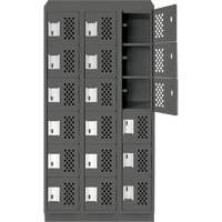 Assembled Lockerettes Clean Line Perforated Economy Lockers, 6 -tier, Bank of 3, 18" x 72" x 12", Steel Equipex
