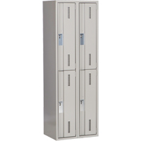 Concorde Heavy-Duty Lockers, 2 -tier, Bank of 2, 24" x 18" x 72", Steel, Grey, Welded (Assembled) Equipex