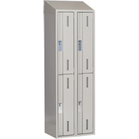 Concorde Heavy-Duty Lockers, 2 -tier, Bank of 2, 24" x 18" x 78", Steel, Grey, Welded (Assembled) Equipex