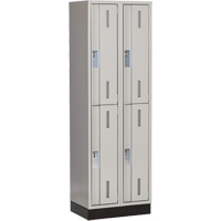 Concorde Heavy-Duty Lockers, 2 -tier, Bank of 2, 24" x 18" x 76", Steel, Grey, Welded (Assembled) Equipex