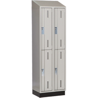 Concorde Heavy-Duty Lockers, 2 -tier, Bank of 2, 24" x 18" x 82", Steel, Grey, Welded (Assembled) Equipex