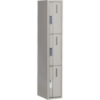 Concorde Heavy-Duty Lockers, 3 -tier, 12" x 18" x 72", Steel, Grey, Welded (Assembled) Equipex