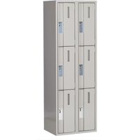 Concorde Heavy-Duty Lockers, 3 -tier, Bank of 2, 24" x 18" x 72", Steel, Grey, Welded (Assembled) Equipex