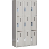 Concorde Heavy-Duty Lockers, 3 -tier, Bank of 3, 36" x 18" x 72", Steel, Grey, Welded (Assembled) Equipex