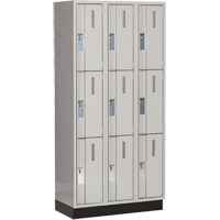 Concorde Heavy-Duty Lockers, 3 -tier, Bank of 3, 36" x 18" x 76", Steel, Grey, Welded (Assembled) Equipex