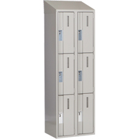 Concorde Heavy-Duty Lockers, 3 -tier, Bank of 2, 24" x 18" x 78", Steel, Grey, Welded (Assembled) Equipex