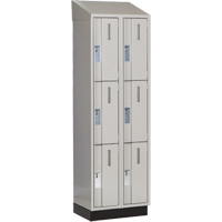 Concorde Heavy-Duty Lockers, 3 -tier, Bank of 2, 24" x 18" x 82", Steel, Grey, Welded (Assembled) Equipex