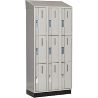 Concorde Heavy-Duty Lockers, 3 -tier, Bank of 3, 36" x 18" x 82", Steel, Grey, Welded (Assembled) Equipex