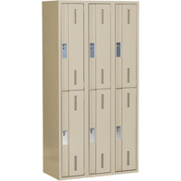 Casiers robustes Concorde, 2 niveaux, Bloc de 3, 36" x 18" x 72", Acier, Beige, Soud&eacute; (assembl&eacute;) Equipex