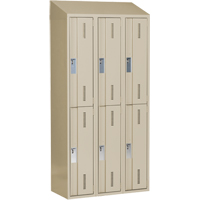 Casiers robustes Concorde, 2 niveaux, Bloc de 3, 36" x 18" x 78", Acier, Beige, Soud&eacute; (assembl&eacute;) Equipex