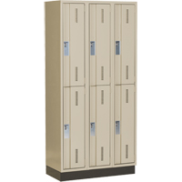 Concorde Heavy-Duty Lockers, 2 -tier, Bank of 3, 36" x 18" x 76", Steel, Beige, Welded (Assembled) Equipex