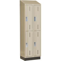 Concorde Heavy-Duty Lockers, 2 -tier, Bank of 2, 24" x 18" x 82", Steel, Beige, Welded (Assembled) Equipex