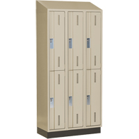 Concorde Heavy-Duty Lockers, 2 -tier, Bank of 3, 36" x 18" x 82", Steel, Beige, Welded (Assembled) Equipex