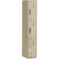 Concorde Heavy-Duty Lockers, 3 -tier, 12" x 18" x 72", Steel, Beige, Welded (Assembled) Equipex