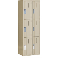 Concorde Heavy-Duty Lockers, 3 -tier, Bank of 2, 24" x 18" x 72", Steel, Beige, Welded (Assembled) Equipex