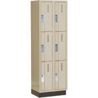 Concorde Heavy-Duty Lockers, 3 -tier, Bank of 2, 24" x 18" x 76", Steel, Beige, Welded (Assembled) Equipex