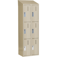 Concorde Heavy-Duty Lockers, 3 -tier, Bank of 2, 24" x 18" x 78", Steel, Beige, Welded (Assembled) Equipex
