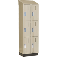 Concorde Heavy-Duty Lockers, 3 -tier, Bank of 2, 24" x 18" x 82", Steel, Beige, Welded (Assembled) Equipex