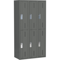 Concorde Heavy-Duty Lockers, 2 -tier, Bank of 3, 36" x 18" x 72", Steel, Charcoal, Welded (Assembled) Equipex
