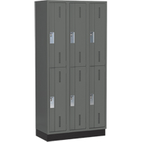Concorde Heavy-Duty Lockers, 2 -tier, Bank of 3, 36" x 18" x 76", Steel, Charcoal, Welded (Assembled) Equipex
