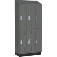 Concorde Heavy-Duty Lockers, 2 -tier, Bank of 3, 36" x 18" x 82", Steel, Charcoal, Welded (Assembled) Equipex