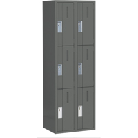 Concorde Heavy-Duty Lockers, 3 -tier, Bank of 2, 24" x 18" x 72", Steel, Charcoal, Welded (Assembled) Equipex
