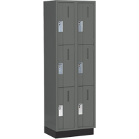 Concorde Heavy-Duty Lockers, 3 -tier, Bank of 2, 24" x 18" x 76", Steel, Charcoal, Welded (Assembled) Equipex