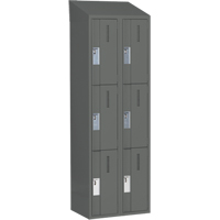 Concorde Heavy-Duty Lockers, 3 -tier, Bank of 2, 24" x 18" x 78", Steel, Charcoal, Welded (Assembled) Equipex