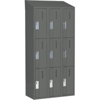 Concorde Heavy-Duty Lockers, 3 -tier, Bank of 3, 36" x 18" x 78", Steel, Charcoal, Welded (Assembled) Equipex