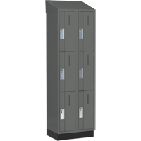 Concorde Heavy-Duty Lockers, 3 -tier, Bank of 2, 24" x 18" x 82", Steel, Charcoal, Welded (Assembled) Equipex