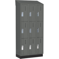 Concorde Heavy-Duty Lockers, 3 -tier, Bank of 3, 36" x 18" x 82", Steel, Charcoal, Welded (Assembled) Equipex