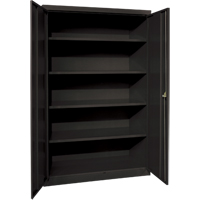Deep Hi-Boy Storage Cabinet, Steel, 4 Shelves, 72" H x 36" W x 24" D, Black Equipex